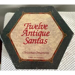 Vintage Christmas Ornaments Twelve Antique Santas Circa 1995 Orig Box EUC